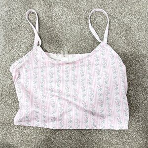 Altar'd State Pink Floral Striped Tank Top